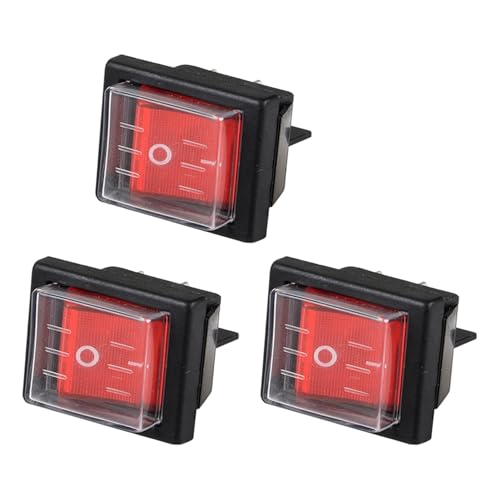 Kueohse 3 PC 36 X 29 mm SPST 4 Broches Interrupteur à Bascule Étanche pour Aspirateurs Industriels avec Couvercle Étanche