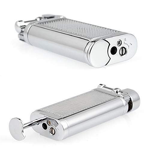 Antique Style Lift Arm Tobacco Pipe Cigarette Butane Lighter With Tamper & Pick (Chrome) #TOP5