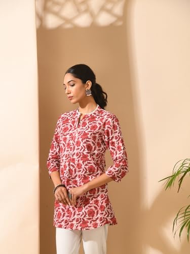 Image of Meesan Women's Casual Ethnic 3 /4 Sleeve Printed Tunic
