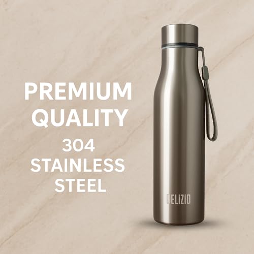 Image of KEMP DELIZIO Edition Stainless Steel Fridge Water Bottle 1000 ML | 1 L | Single Walled | Office | Gym | Travelling | Leak Proof LID | ECO Friendly | BPA Free | for Adult, Kids (BRITA -4 Pack)