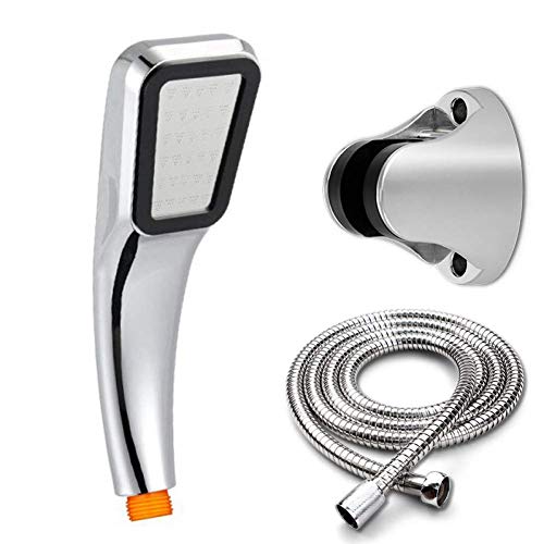 Pomme de douche haute pression anti-gaspillage avec flexible inox robuste et son support mural