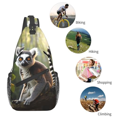 Mochila Sling Crossbody Negra para Senderismo miniatura 5