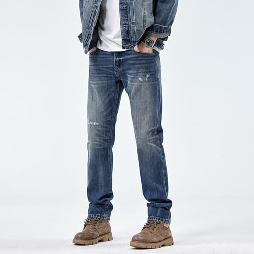 Jeans Pants Trousers Denim Spring and Autumn Vintage Wear Tear Men's Slim Fit Small Feet Classic Elastic Casual Trend2