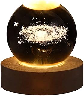 AOHAO Crystal Ball Night Astronomy Night Lamp Creative 3D Glowing Planetary Galaxy Astronaut Ball Night Rechargeable Bedside Night Lamp Decoration for Home Gift