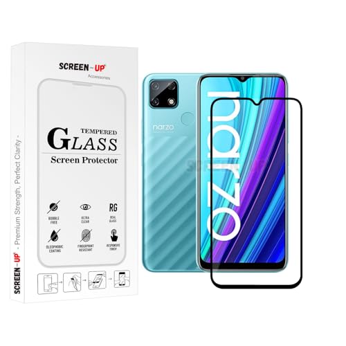 Image of ScreenUp Tempered Glass For Realme Narzo 30A - Ultra Clear, 9H Scratch Resistant, Full Coverage, Easy Install Screen Protector