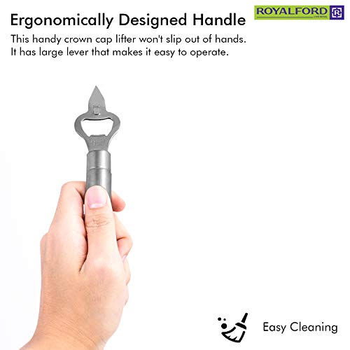 فتاحة زجاجات مصنوعة من الفولاذ المقاوم للصدأ من رويال فورد مع مفتاح كورش شوكة وفتاحة زجاجات، من الفلين، مع مقبض