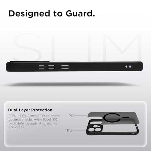 Image of RIGGEAR Shockproof Sleek Hybrid Armor Magnetic Back Cover Case Compatible with MagSafe Accessories for Oppo Reno15, Reno 15 5G (Smoke Black Matte PC + Black TPU-Bumper)