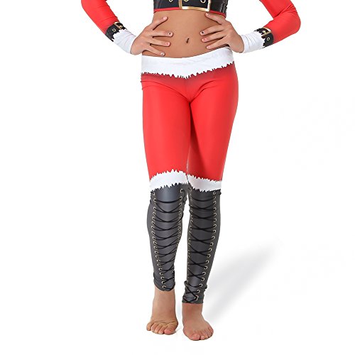 Alexandra Collection Womens Christmas Holiday Santa Printed Athletic Workout Leggings Santa Medium