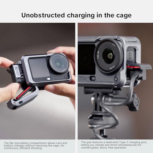 Image of PGYTECH Camera Cage for Osmo Action 6, Aluminum Alloy Housing Vlogging Case, Protective Frame with Magnetic Quick Release Connector, 1 /4 inch Thread Hole, Cold Shoe for Light /Microphone Accessories