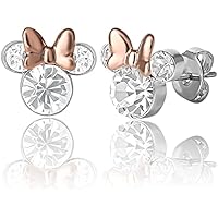 Disney Pendientes de tuerca con piedra natal de Minnie Mouse