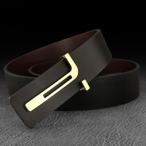 Black Leather Belt for Men Women Adjustable Gold/Silver Buckle Suit Belts for Dress and Casual3