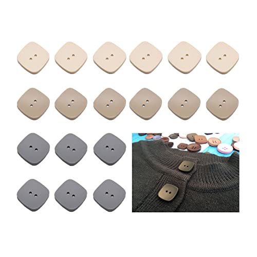 S Snuoy 18 Pcs 26Mm Square Resin Button 2-Holes Replacement Coat Windbreaker Button Sewing For Diy Decor (Light Color) #TOP29