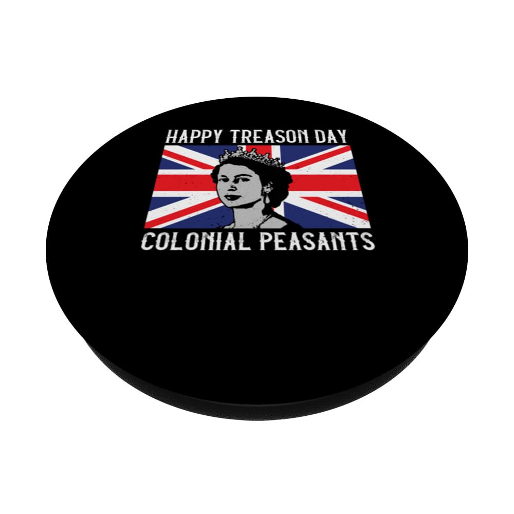 Happy Treason Day British 4th of July PopSockets Swappable PopGrip, Black - Image 2