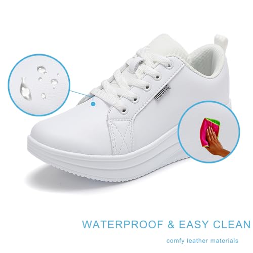 Image of RUIDENG Platform Sneakers for Women Walking All Day | Slip Resistant Work Shoes for Women Comfortable | 2 Inch Thick Wedge Rocker Bottom