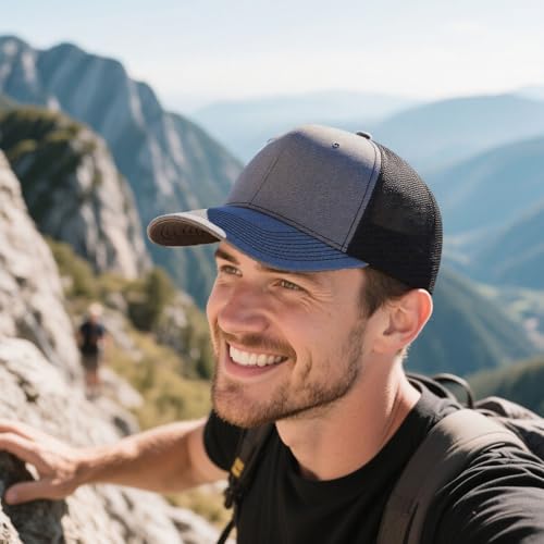 Image of 2-Pack Breathable Mesh Snapback Trucker Hats, Adjustable Baseball Caps for Men Women, Cotton-Poly Twill Outdoor