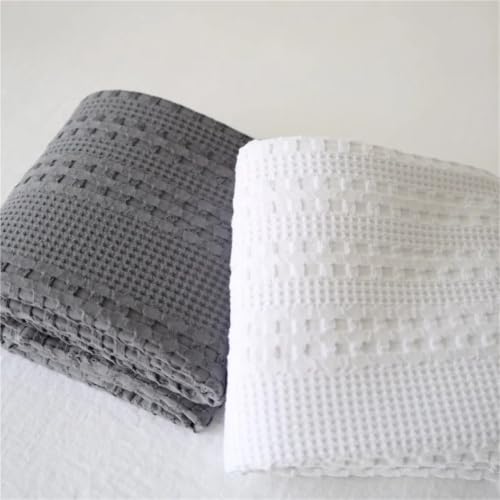 Manta para sofá de algodón tipo gofre colcha fina de verano para cama gris 5