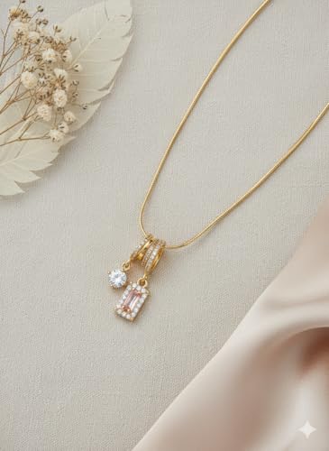 Image of Anti Tarnish Adjustable Vibrant Pendant Necklace for Women | Stylish Locket Chain | Fashion Jewellery Accessories for Girls | Minimal Jewelry | Ideal for Gifting