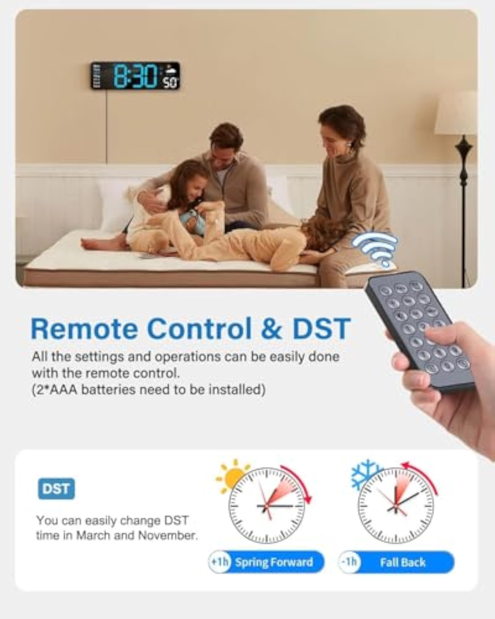 Digital Wall Clock with Remote Control