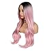 WIGER Ombre Wavy Pink Mermaid Hair - Long, Curly, Heat Resistant Synthetic Wig for Women - Middle Part, Daily Party Cosplay Full Wig