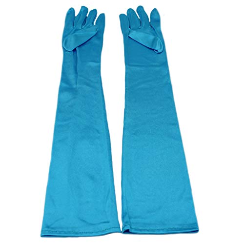 MEISHINE® Elegante Largos Guantes de Boda para Mujer Guantes de Satén Elástico Guantes de Novia Boda Fiestas de Disfraces (Azul claro) Cover