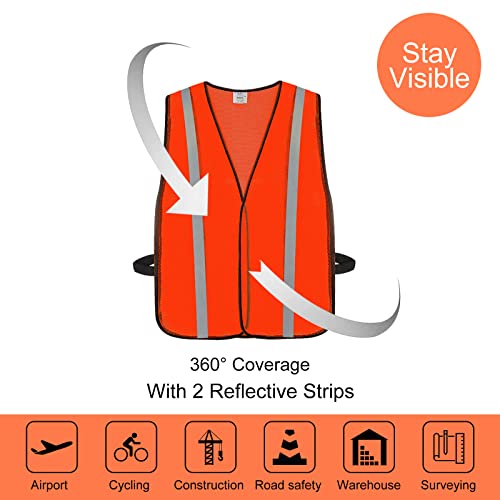 Duskcove 10 Pack Hi Vis Reflective Safety Vests For Adult, Breathable Neon Mesh High Visibility Construction Vest With 2 Reflective Strips For Police, Traffic Control, Running, Or Security Guard #TOP2