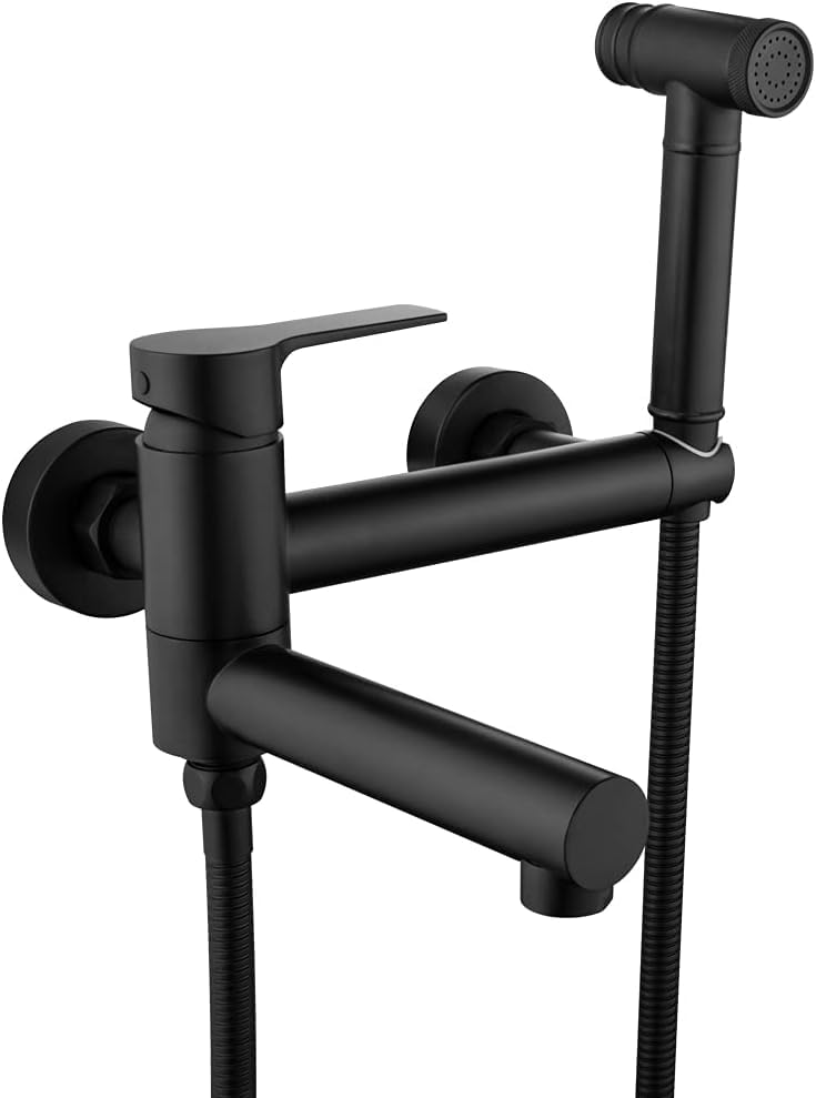 Black Handheld Bidet Sprayer with Stainless Steel Hose Wall Mount Brass Toilet Hand Shower Kit Hygiene Cold Water