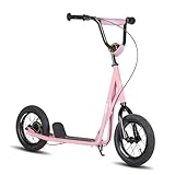 JOYSTAR Kick Scooter for Ages 5-9 Years Old Boys Girls, 12 Inch Big Wheels Scooters for Kids, Teens and Adults, Adjustable Handlebar, Kids Scooter, Pink