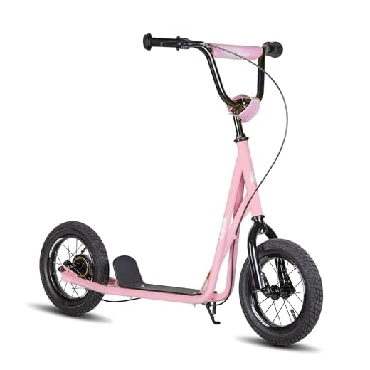 JOYSTAR Kick Scooter for Ages 5-9 Years Old Boys Girls, 12 Inch Big Wheels Scooters for Kids, Teens and Adults, Adjustable Handlebar, Kids Scooter, Pink
