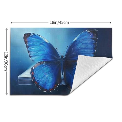 Set de table antidérapant PVC papillon bleu lavable 45x30