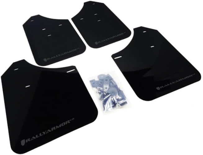 FASTMODZ Rally Armor MF1-UR-BLK/GRY Compatible with 02-07 Subaru WRX/STI/RS/2.5i (Wagons req mod) UR Black Mud Flap w/Grey Logo