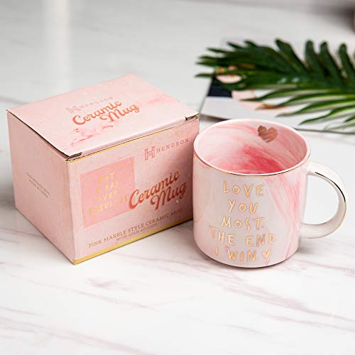 Girlfriend Anniversary, Birthday, Romantic Gift - Love You Most The End I Win - Cute Couple Gifts Ideas For Girlfriend, Wife, Fiance, Mom, Her, Couples - Pink Marble Mug, Ceramic 11.5Oz Coffee Cup #TOP1