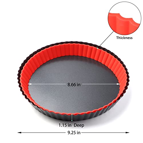 Tart Pan 9 Inch Removable Bottom Non-Stick Tart Pan With Silicone Mold Carbon Steel Quiche Pan For Baking (Style 1#) #TOP1