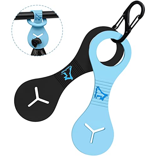 Image of Dog Poop Bag Holder for Leash Waste Bag Carrier Dog Poop Bag Dispenser for Walking Running Bicycle Accessory 2 Pieces (Black + Blue)