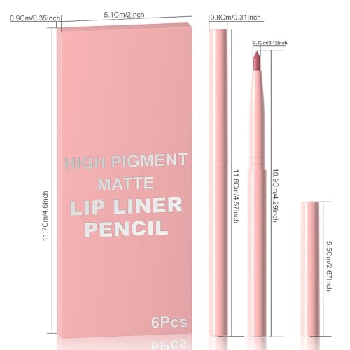 Image of evpct 6Pcs Retractable Lip Liner Pencils Set Pack for Shaping & Sculpting Lips, Ruby Mauve Red Rose Nude Pink Plum Purple Taupe Brown Creamy Matte Gel Lip Liner Lipliners Pencil delineador de labios