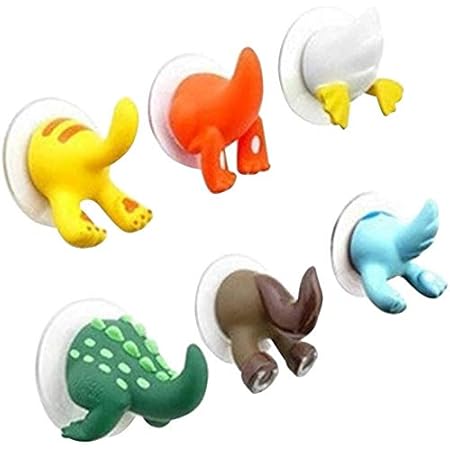 TOPBATHY 6 Piezas de Dibujos Animados, Animales, baño, Ventosa, Ganchos, lechón, Perchas para el baño de la Cocina (Rojo, Amarillo, Verde, Azul, ...