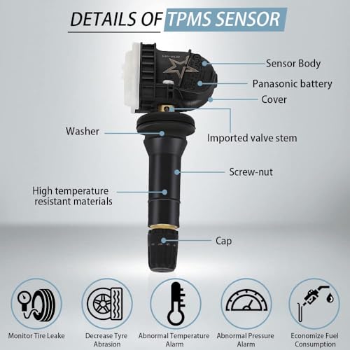 Yikesai Yikesai 4 Pack 13598771 Tire Pressure Sensor Rubber 315MHZ TPMS Tire Pressure Monitoring System for GM Chevy