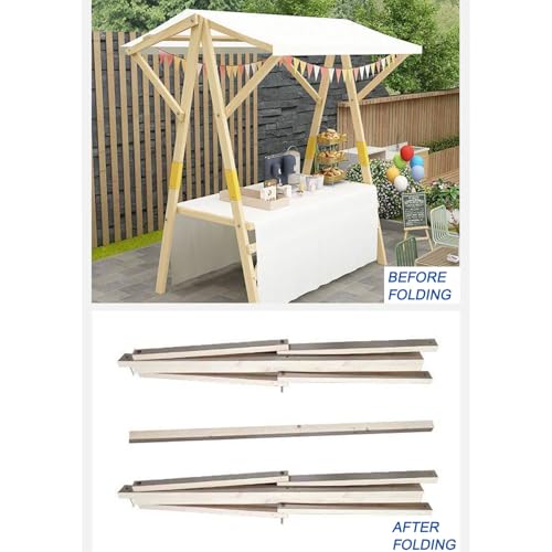 Stallo portatile del mercato di legno con tettoia, stand di esposizione di cibo pieghevole, carrello di vendita resistente per fiere di strada, festival e uso aziendale, supporto durevole del venditor