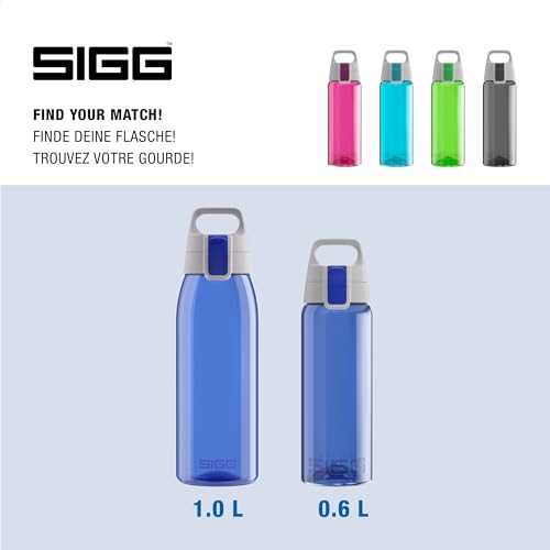 Sigg Total Color Blue Trinkflasche (0.6 L), schadstofffreie und auslaufsichere, leichte und bruchfeste Trinkflasche aus Tritan 5