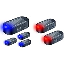 ELECTOP Car Solar Power Simulated Dummy Alarm, Anti-Theft LED Flashing Security Light Fake Car Alarm, Automotive Warning Interior Safety Light with USB Charging Port, Car AccessoriesBlue Light, 4PCS