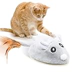 NAVESO Spielmäuse für Katzen, Spielmäuse mit Federn, Spielmaus für Katzen Elektrisch, Katzenspielzeug Maus, Interaktives Katzenspielzeug mit USB-Kabe für Katzenauslauf und Gegen Langeweile