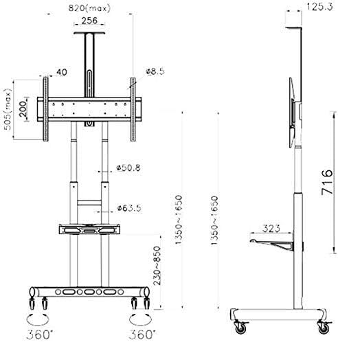 Soporte móvil para TV con ruedas y bandeja ajustable miniatura 6