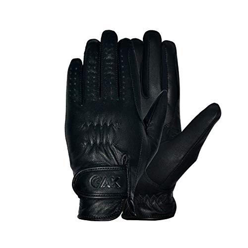 AK Unisex Classic Real Soft Touch Full Grain Leather Horse Ridding Gloves Equestrian Gloves AKRS-8045 (Black, 2XS)