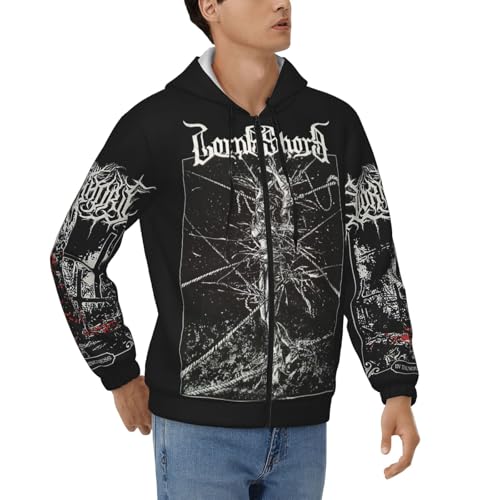 Lorna Music Shore Men's Casual Zipper Hoodie Pullover Hooded Long Sleeve Sweatshirt with Big Pockets