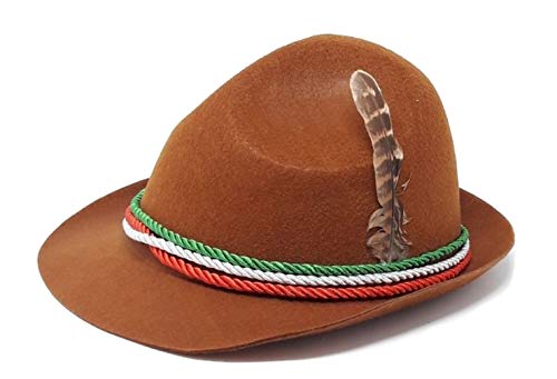 Piuma vera R&F srls Cappellino Cappello Tricolore Marrone Alpino Festa della Birra unità Italia