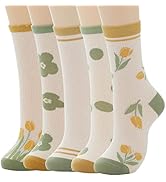 IYOU Socken Blume Vintage Elastische 5 Paar knöchelhohe Sommer für Frauen und Mädchen