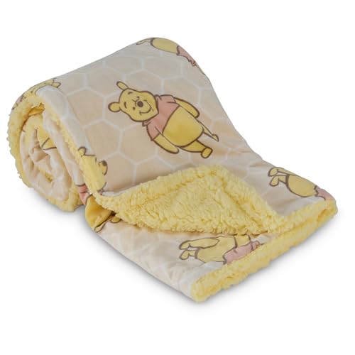 Image of Disney Character Fuzzy Double Sided Mink and Sherpa Baby Blanket, Ultra-Soft and Plush Mink Sherpa Newborn Throw for Infants, Measures 30x40 (Mickey, Minnie, Pooh, Dumbo)