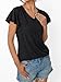 AUTOMET Womens Short Sleeve T-Shirts V Neck Tops Summer Fashion Dressy Casual Basic Ruffle Blouse Soft 2025 Spring Clothes Black 2XL