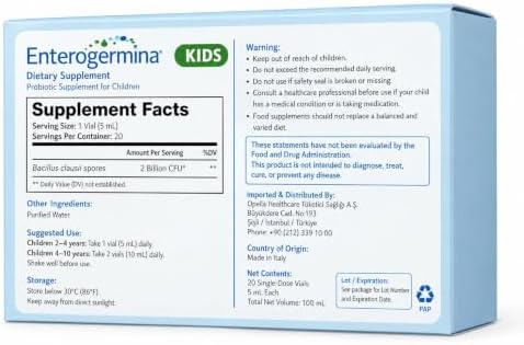 EnterogerminaKids (20 Vials), 1 Pack, Ready-to-Use for Kids — 사진 2