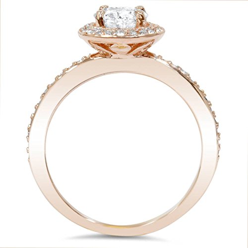 Pompeii 1 1/4ct Cushion Halo Rose Gold Lab Grown Diamond Engagement Ring 14K (G/H,SI)3