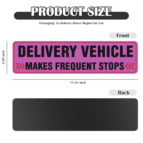 Image of 2PCS Delivery Driver Magnet for Car,Reflective Frequent Stops Car Magnet for Clear Identification,Anti-Water Delivery Sign for Cars Accessories Fit for Deliveries Professionals (Pink)